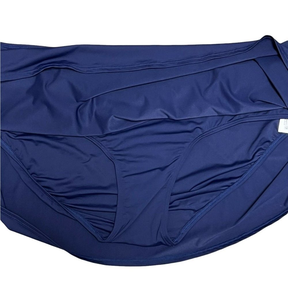 NWT Anne Cole Swimsuit Bikini Bottoms Skirt Plus Size 24W 24 Navy - Picture 6 of 12